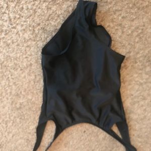 Sexy Black one piece bathing suit. Open back.